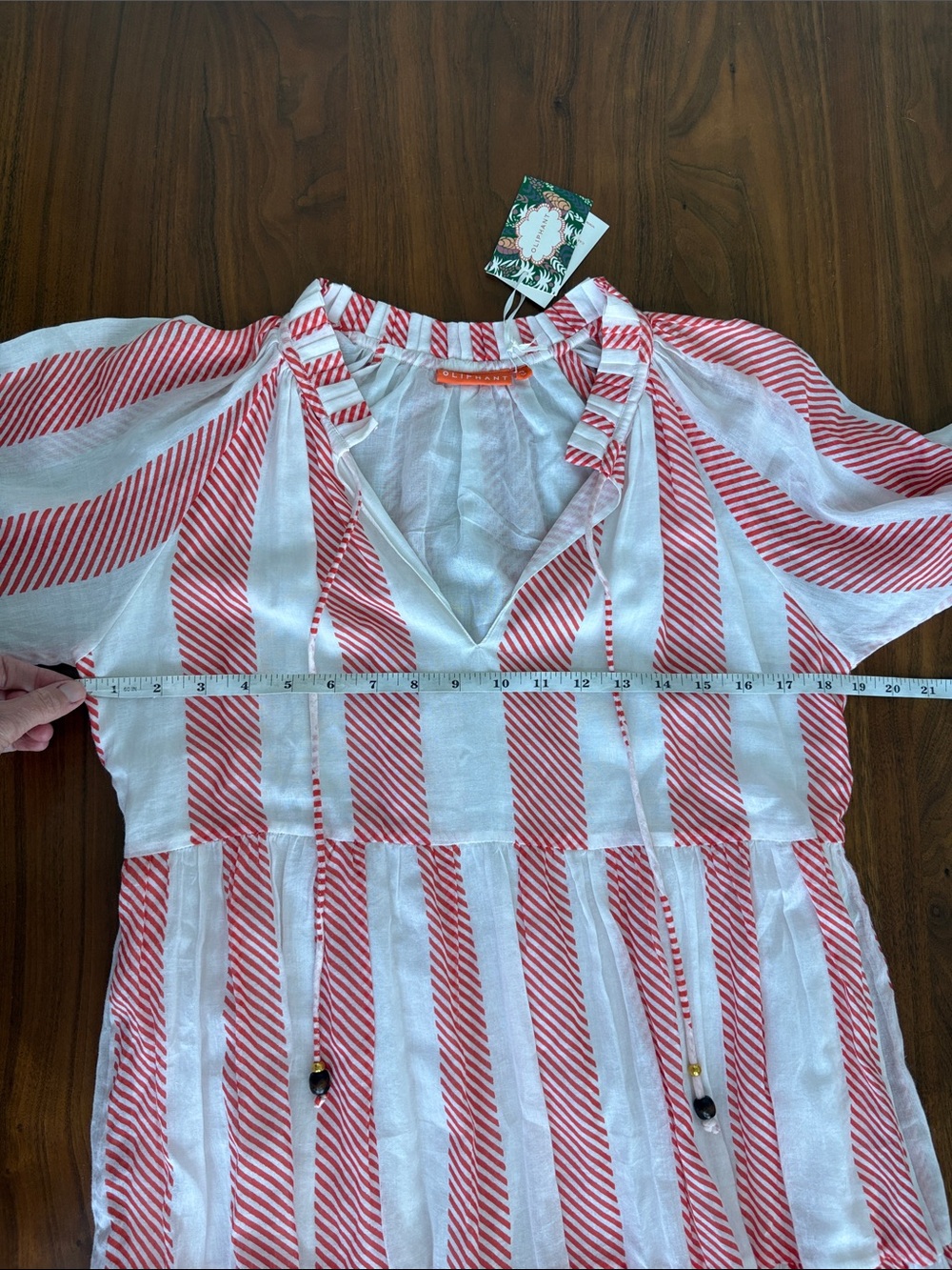 NEW Tuckernuck Oliphant Whistler Coral Striped Balloon Sleeve Dress Size Small - Picture 7 of 8